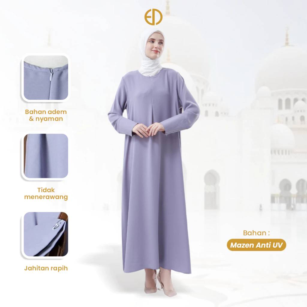 gamis-wanita-abaya-khadijah-deep-lilac-dress-syari-mazen-anti-uv-pakaian-muslimah-adem-elegant